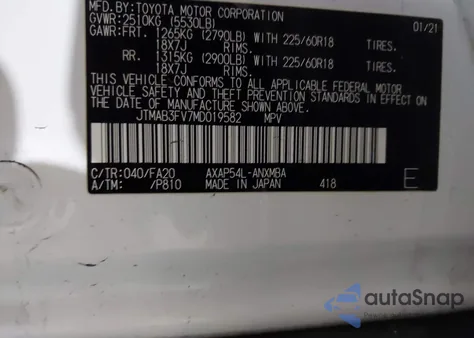 2021 Toyota Rav4 Prime Se from USA, damaged, VIN JTMAB3FV7MD019582